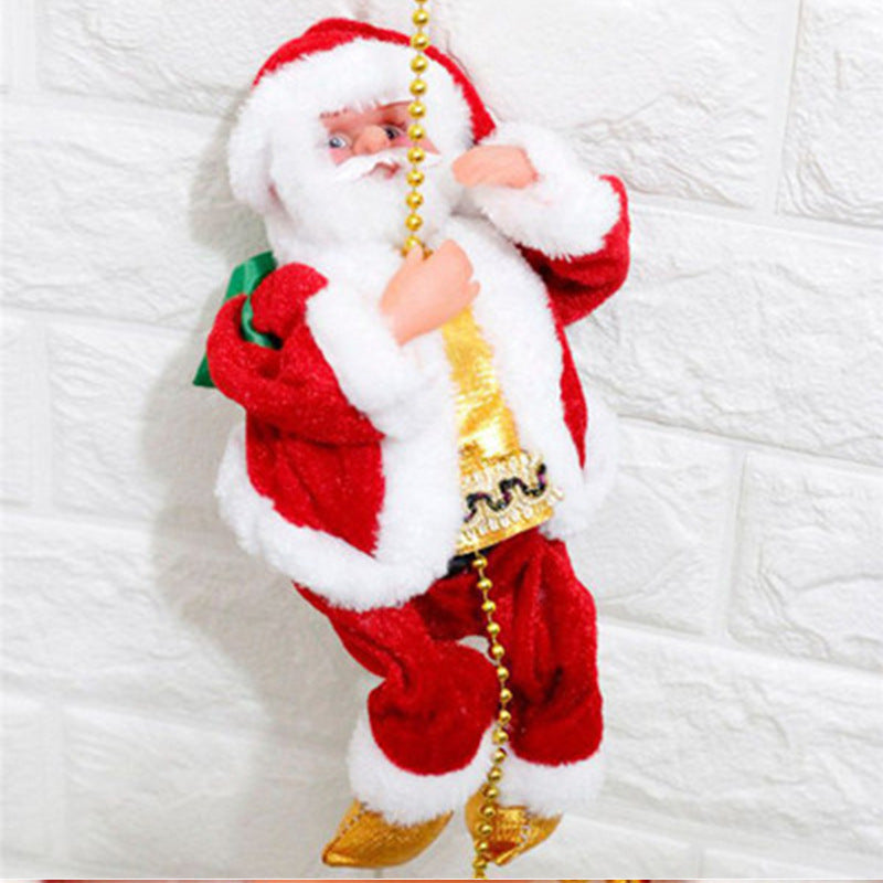 Electric Santa Claus Doll Climbing Red Ladder Toy