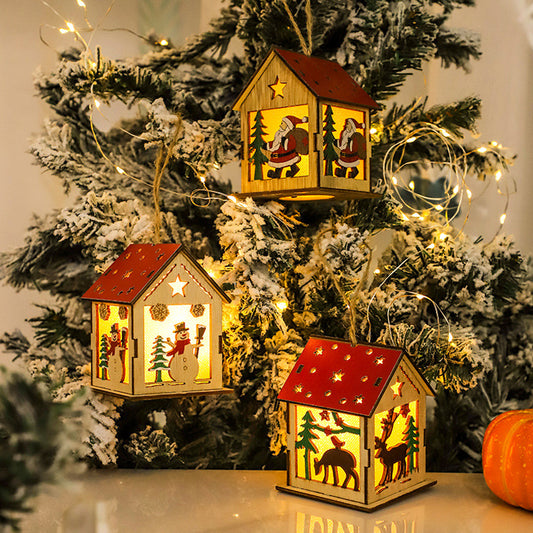 Decorative Festive Luminous Wooden Pendants